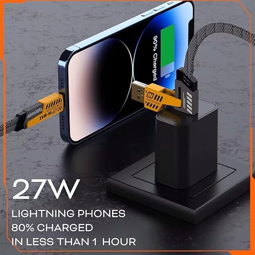 4 in 1 Multi Function Nylon Braided Fast Charging Cable with Lightning to USB-C, Type C-C, Ligthning to USB, Military Grade Durability