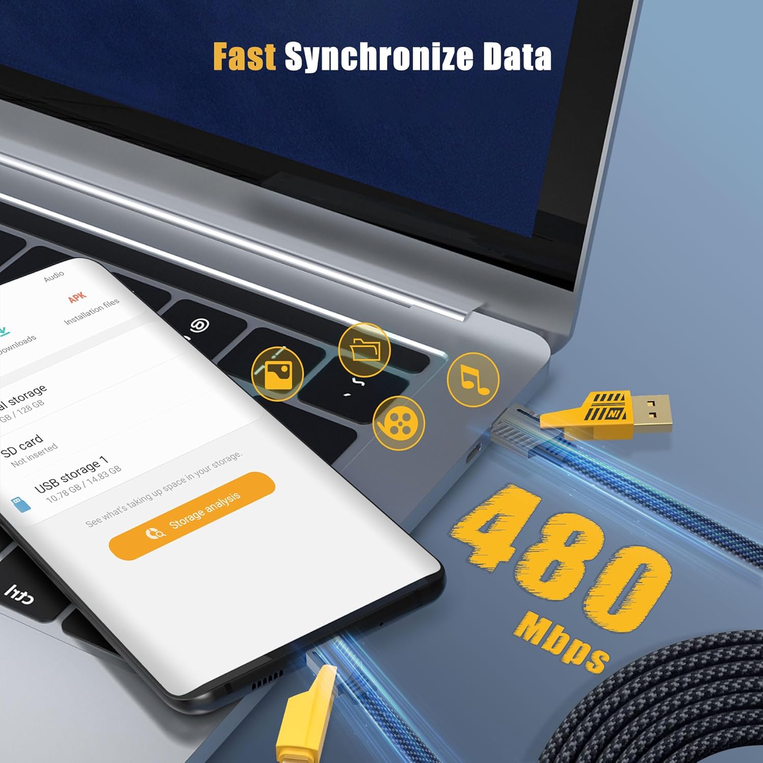 4 in 1 Multi Function Nylon Braided Fast Charging Cable with Lightning to USB-C, Type C-C, Ligthning to USB, Military Grade Durability