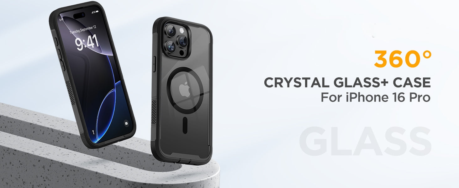 iPhone 16 Pro 360° Protection Case [CLEAR] : Front Screen + Back Cover + Camera Protector