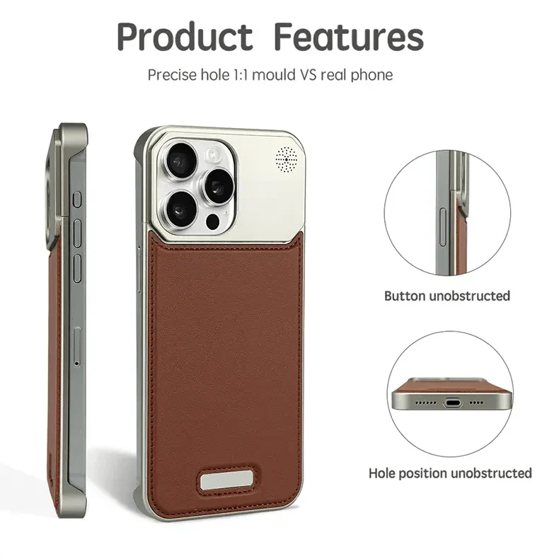 iPhone 16 Series: MagSafe Vegan Leather Case with Titanium Frame