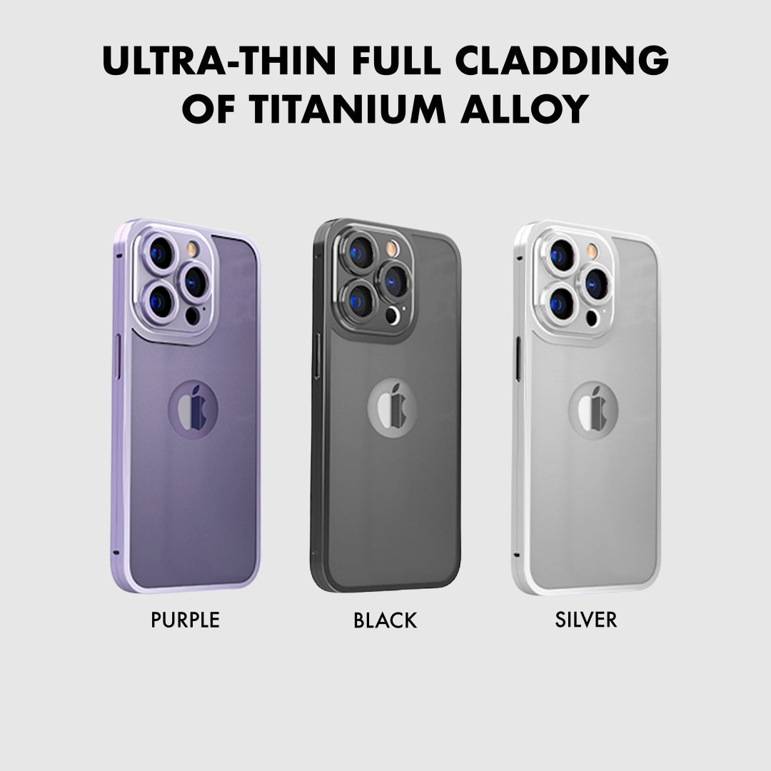 iPhone 14 360 Degree Cover - Titanium Alloy Ultra Thin Metal Case with Camera Protection