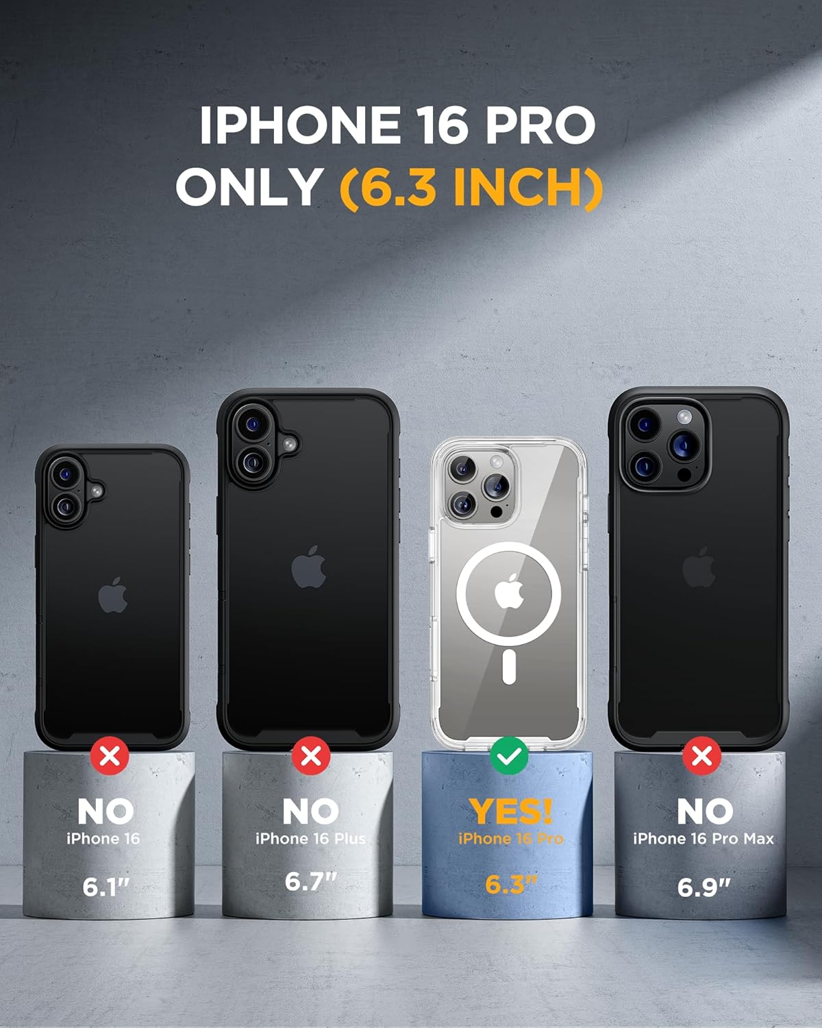 iPhone 16 Pro 360° Protection Case [CLEAR] : Front Screen + Back Cover + Camera Protector