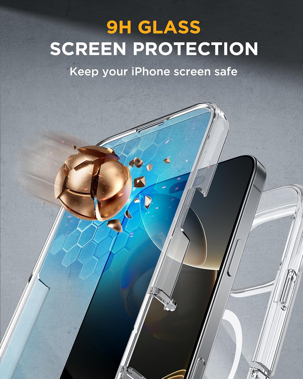 iPhone 16 Pro 360° Protection Case [CLEAR] : Front Screen + Back Cover + Camera Protector