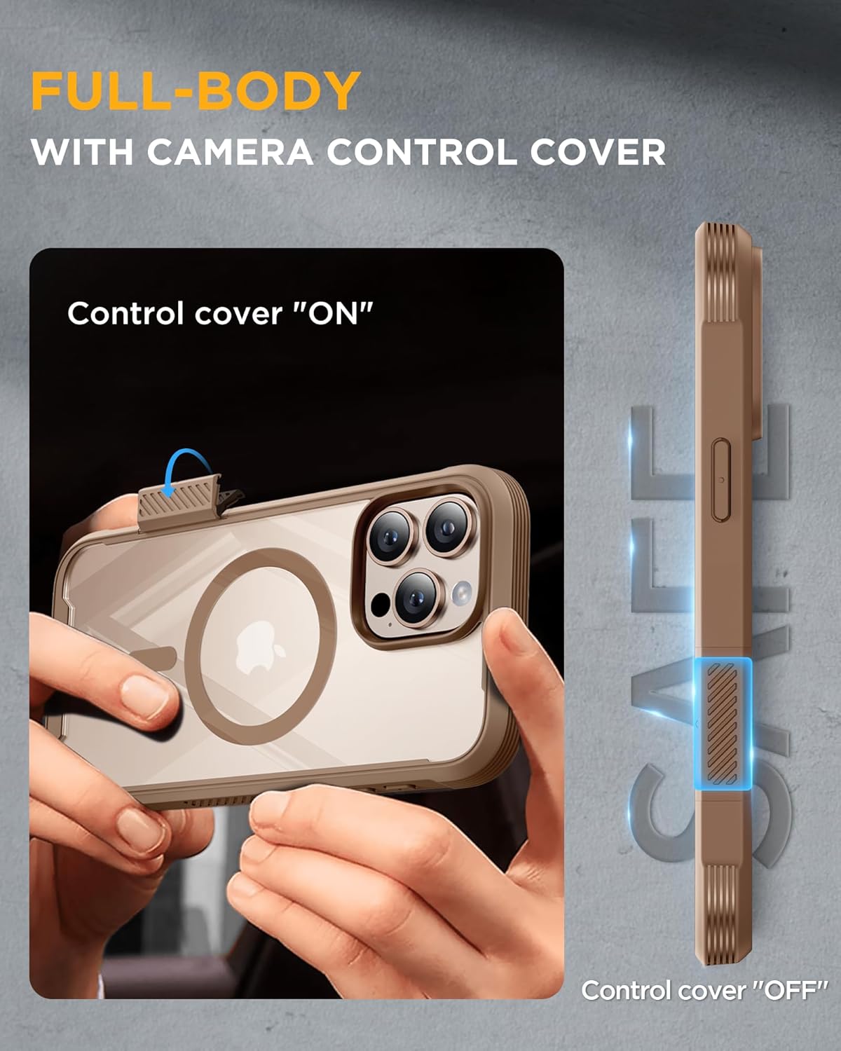 iPhone 16 Pro 360° Protection Case [DESERT] : Front Screen + Back Cover + Camera Protector